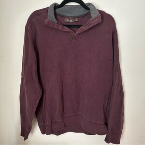 Tasso Elba Quarter Zip Maroon Gray Casual Neutral Trendy